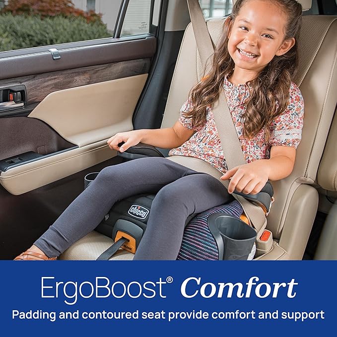 Chicco GoFit ClearTex Plus Backless Booster Car Seat, Latch Attachment, Quick-Release Latch Removal, Portable Car Booster Seat for Children at Least 4 Years Old and 40-110 lbs | Obsidian/Black