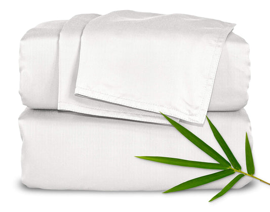 King Sheets by Pure Bamboo, Genuine 100% Organic Viscose Derived from Bamboo Bed Sheet Set, Soft & Cooling, Double Stitching, 2 Year Quality Promise (King, White)