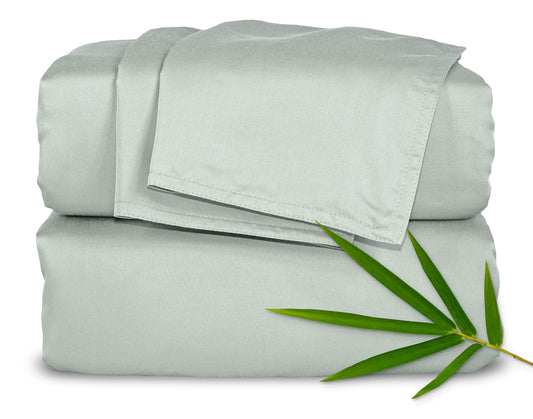 Pure Bamboo Queen Sheets, Genuine 100% Organic Viscose Derived from Bamboo Bed Sheet Set, Luxuriously Soft & Cooling, Double Stitching, 2 Year Quality Promise (Queen, Sea Glass)
