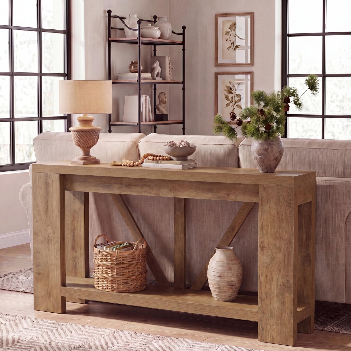 Tribesigns 70.9" Extra Long Entryway Table, Farmhouse Wood Console Tables with Storage Shelf, Modern Rustic Sofa Foyer Tables for Entryway, Behind Couch, Living Room, Entrance, Brown