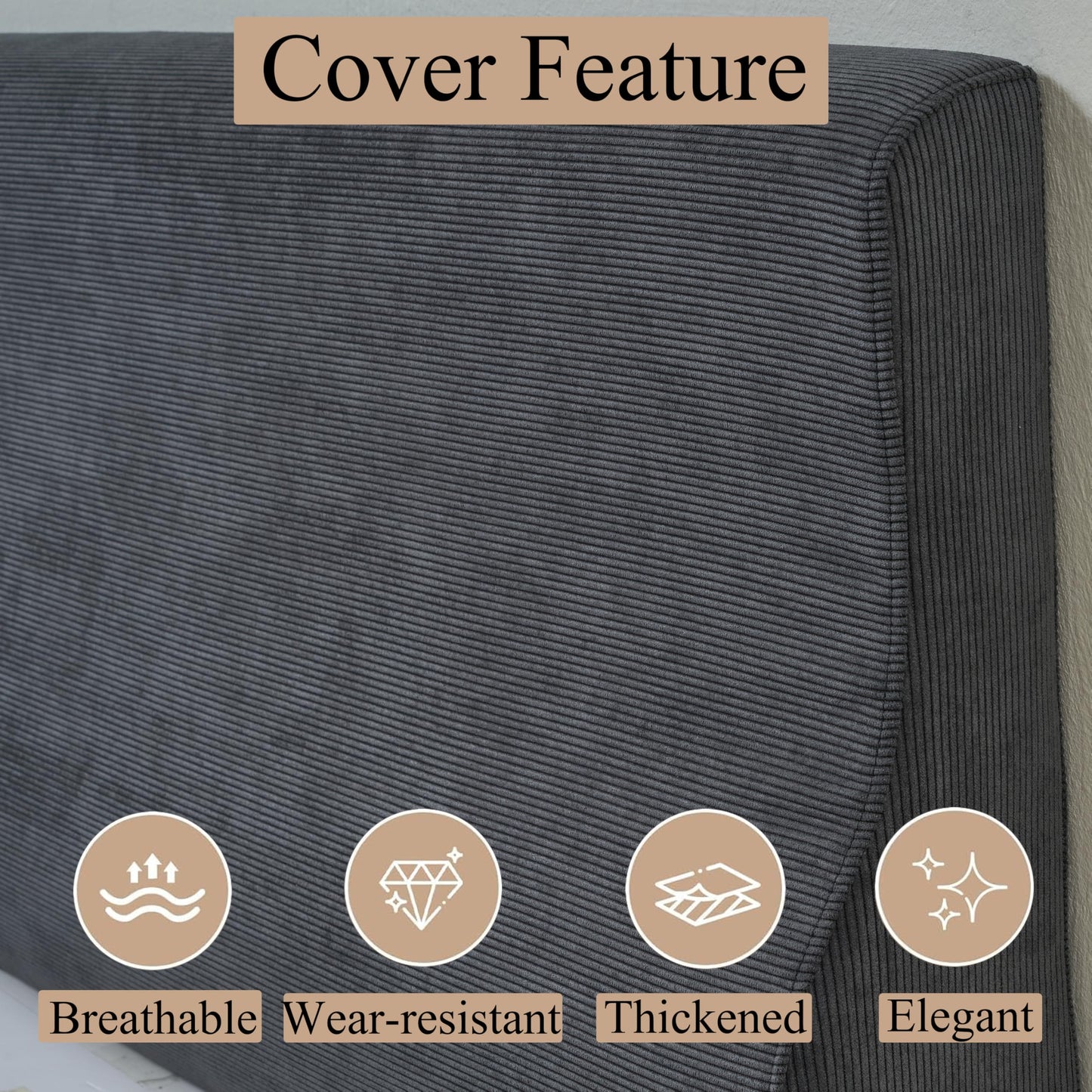 Kapicle King Size headboard Cushion with Great Back Support Foam Triangular Bed Wedge Pillow for Headboard Large Couch Rest Cushions for Bed Sitting up Replacement, Gray