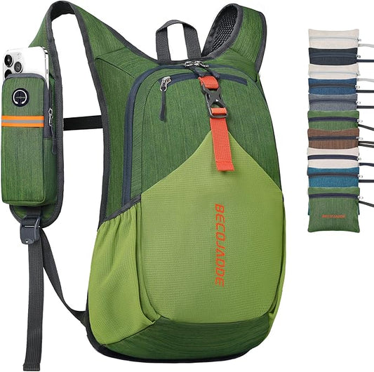 BECOJADDE 15L Small Hiking Backpack for Men Women Foldable Packable Back Pack Ultralight Hiking Daypack for Travel Camping Outdoor, Olive Green