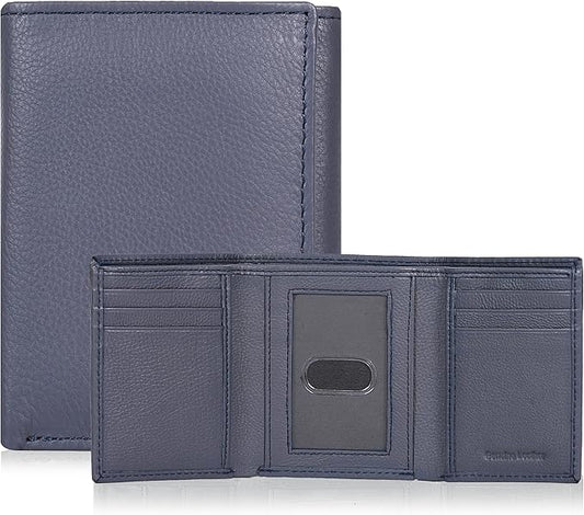 Tri fold Leather Wallet for Men with RFID | Slim Wallets for Men with 1 ID and 6 Credit card slots | Front Pocket Minimalist