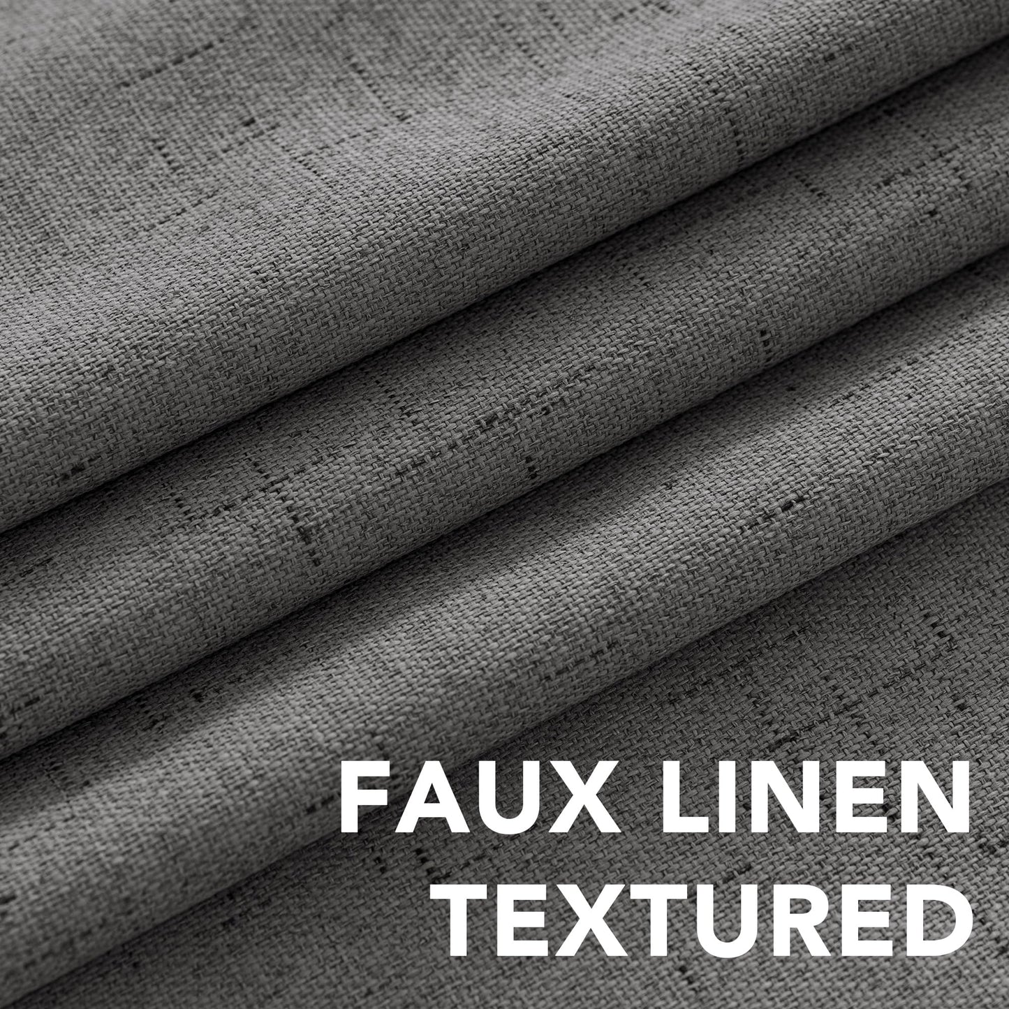 H.VERSAILTEX Linen Blackout Curtains 45 Inches Long 100% Absolutely Blackout Thermal Insulated Textured Linen Look Curtain Draperies Anti-Rust Grommet, Energy Saving with White Liner, 2 Panels, Grey