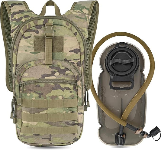 MARCHWAY Tactical Molle Hydration Pack with 2.5L TPU Water Bladder, Low-Profile Organized Military Backpack for Hiking, Cycling, Backpacking, Hunting, Running