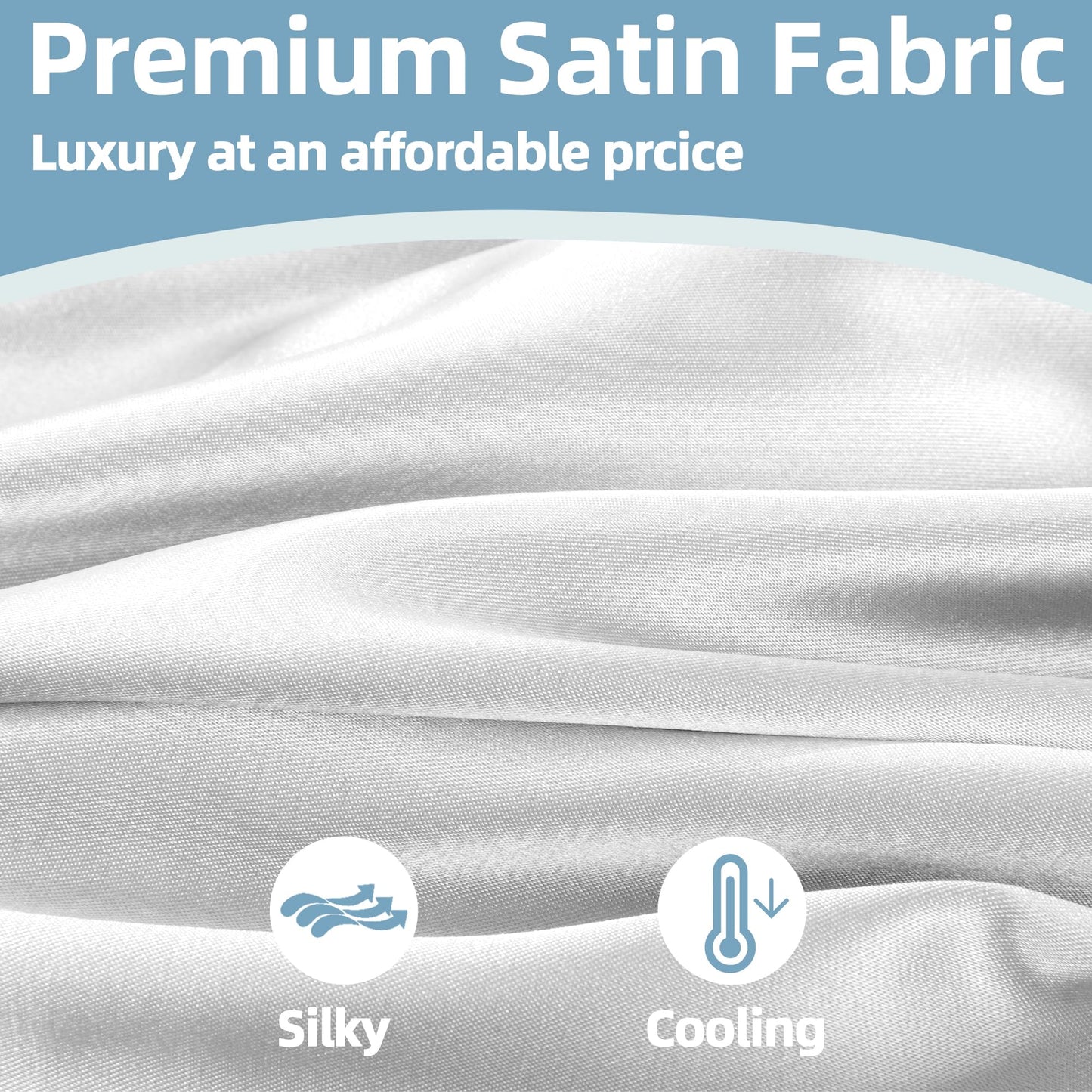 BALAPET Silky Satin Pregnancy Pillow Cover (ONLY Pillowcase), U Shaped Luxurious Smooth Maternity Pillow Cover, Soft & Breathable Large Pillow Protector with Hidden Zip for Side Sleeper, White