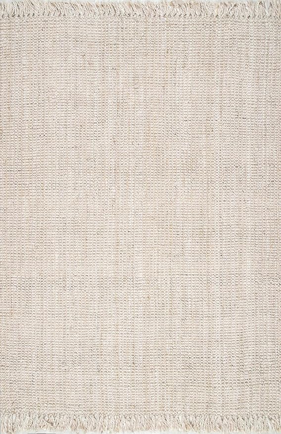 Nuloom Daniela Off-White, 9'6" x 13'6", Handmade, Jute, Tassel, Soft and Textured, High Traffic, Stain Resistant, Easy Clean, Durable Area Rug for Bedroom, Living Room, Dining Space, Foyer, Entryway