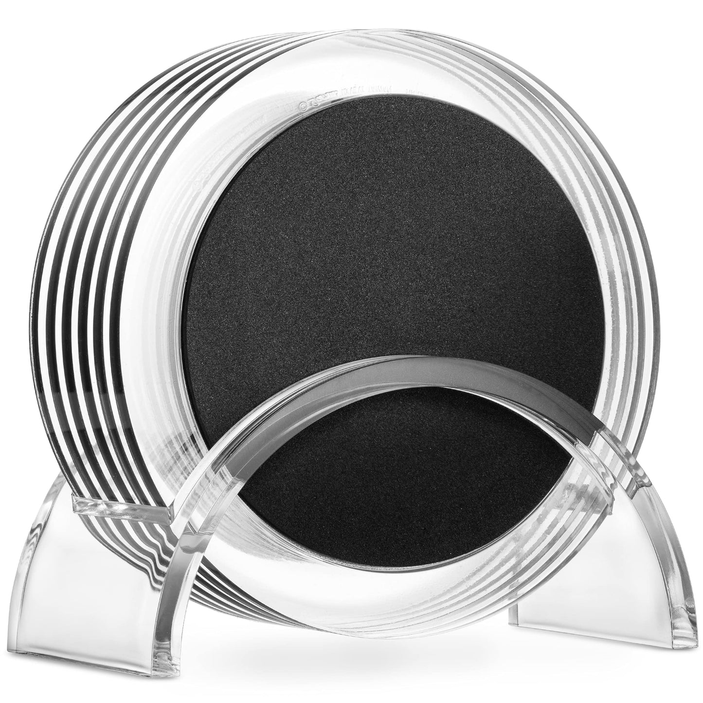 Acrylic Drink Coasters Set of 6 | Premium Stylish Black 4 Inch Coaster Set for Tabletop, Coffee Table Protection | Coasters Will Not Scratch Your Wood Tables or Stick to Glass | Home Decor Accent