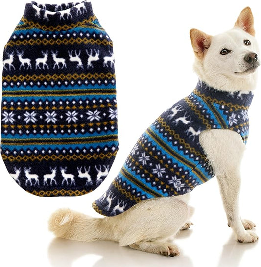 Gooby - Stretch Fleece Vest, Pullover Fleece Vest Jacket Sweater for Dogs, Reindeer Blue, 4X-Large