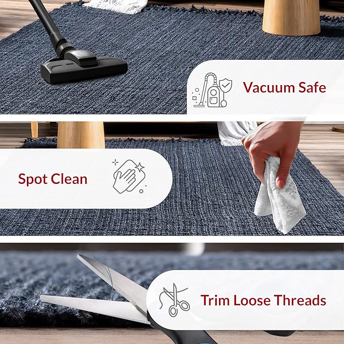 Nuloom Daniela Navy, 3' x 5', Handmade, Jute, Tassel, Soft and Textured, High Traffic, Stain Resistant, Easy Clean, Durable Area Rug for Bedroom, Living Room, Dining Space, Foyer, Entryway
