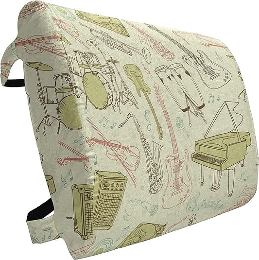 Ambesonne Jazz Music Lumbar Back Support Pillow, Doodle Different Instruments Entertainment Band Equipment Drawing, High Density Foam for Office Chairs Car Seats, 14" x 13", Beige Blush
