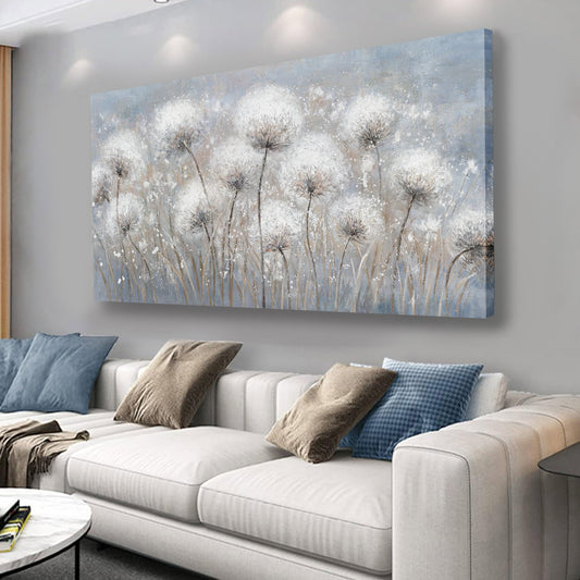 Belmrxne Large Dandelion Floral Wall White and Black Wall Decor Modern Aesthetic Artwork Trendy Canvas Painting for Living Room Bedroom Dining Room Office Home Decor 29x58 inch