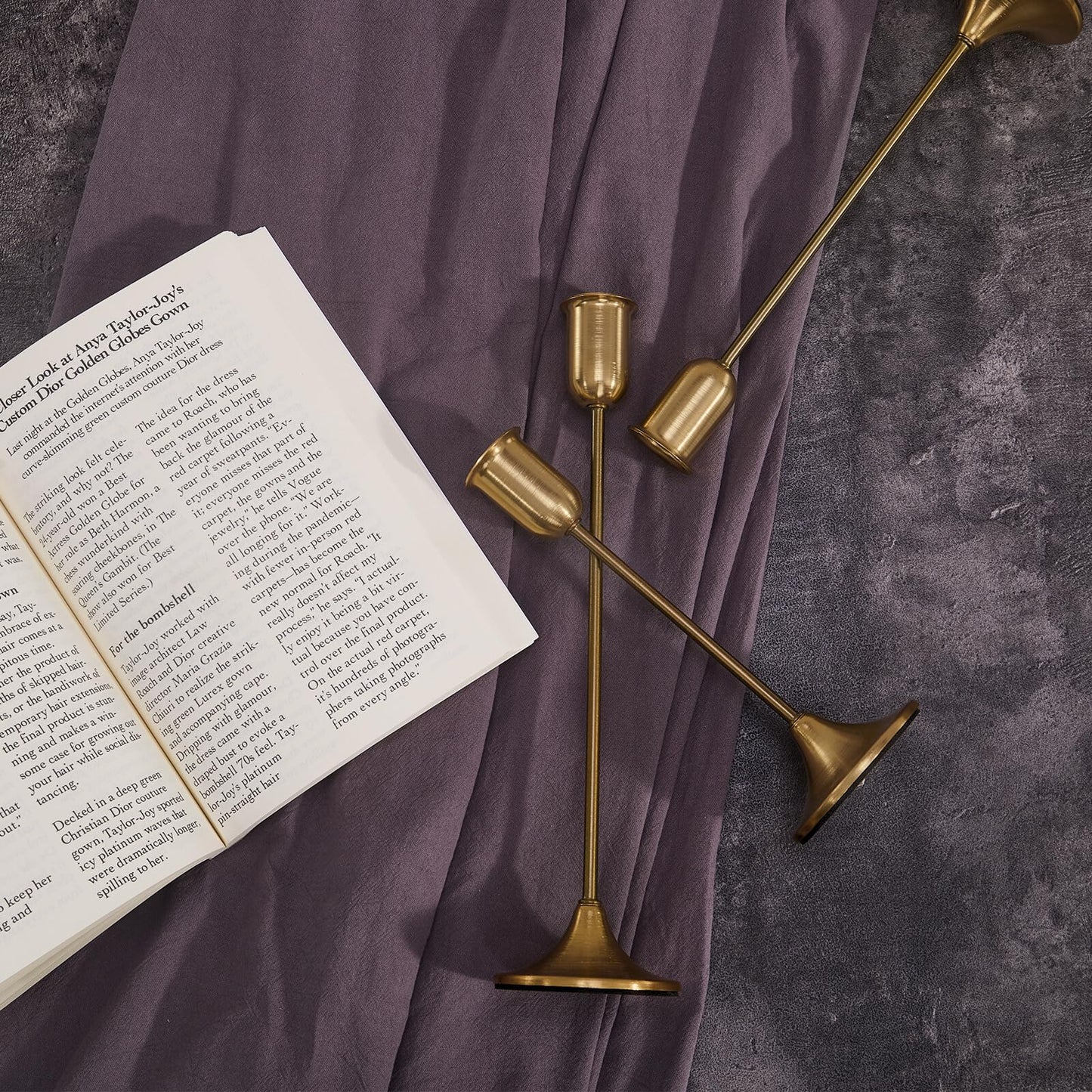 Brass Gold Candlestick Holders Set of 6, Metal Taper Candle Stick Holder