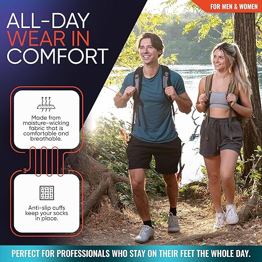 Compression Socks 20-30mmHg for Plantar Fasciitis Relief, Achilles Tendonitis Relief (1 Pair) - Ankle Brace Compression Sleeve for Heel Spurs, Foot Swelling & Fatigue - Arch Support Brace for Everyday Use