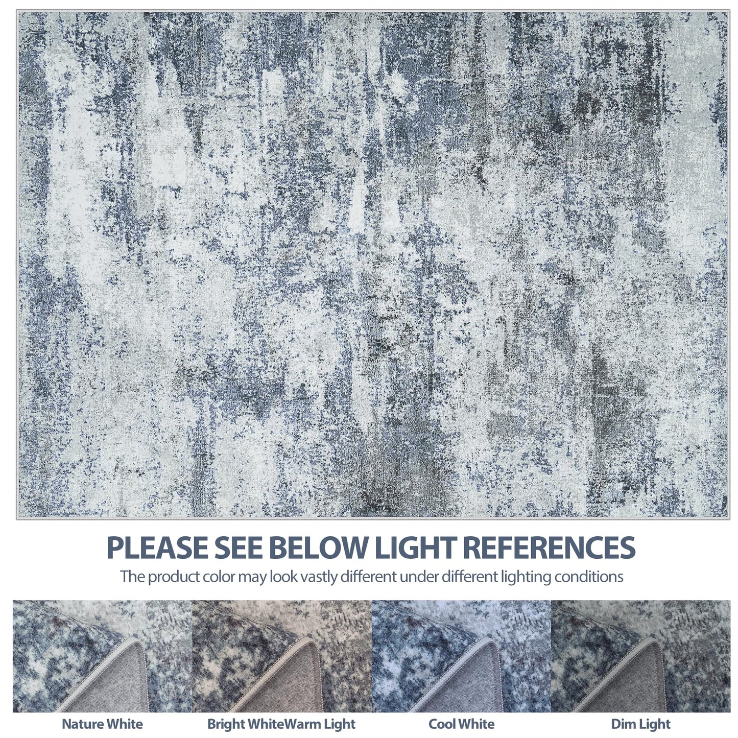 8x10 Area Rugs for Living Room Rug Washable: Abstract Large Rug for Dining Room Bedroom Carpet Non Slip 8 by 10 Indoor Modern Nursery Home Office Blue Grey