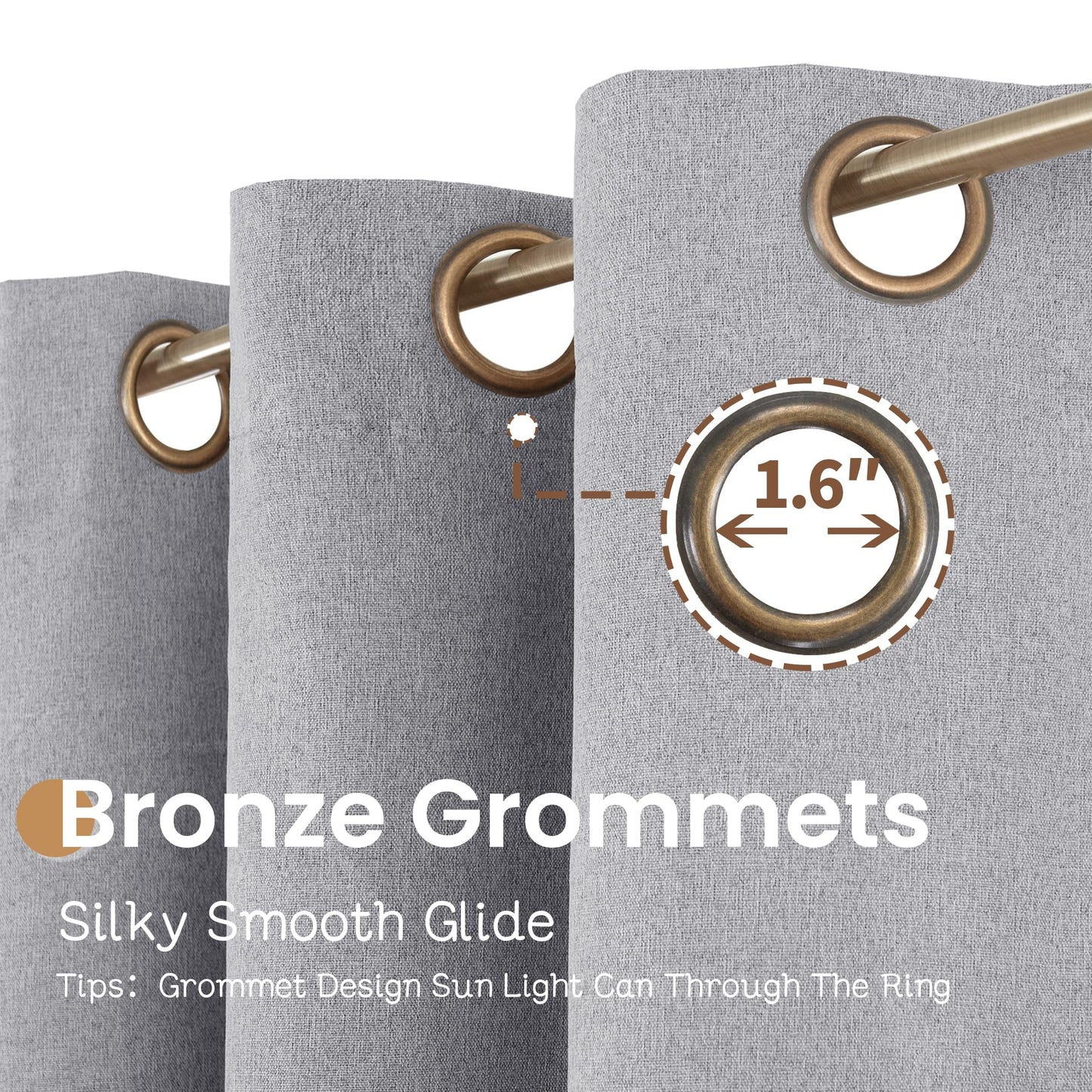 BGment Dark Grey Boys 100% Blackout Curtains for Bedroom- Linen Thermal Insulated Light Blocking Grommet Window Drapes for Nursery Living Room Farmhouse, 52 x 84 Inch