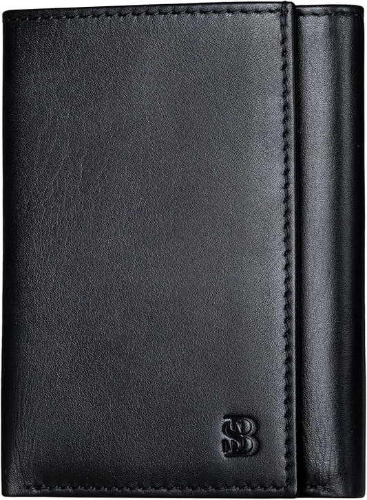 SERMAN BRANDS Trifold Wallet for Men - RFID Blocking Genuine Leather, 11 Card Slots & ID Window, Slim Everyday Carry, Durable Stitching, Gift for Him