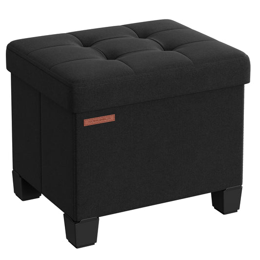 SONGMICS Storage Ottoman, Small Ottoman Foot Rest with Legs, 12.6 x 15.7 x 13.2 Inches Foot Stool, Load up to 660 lb, for Living Room, Bedroom, Dorm, Ink Black ULSF012B01