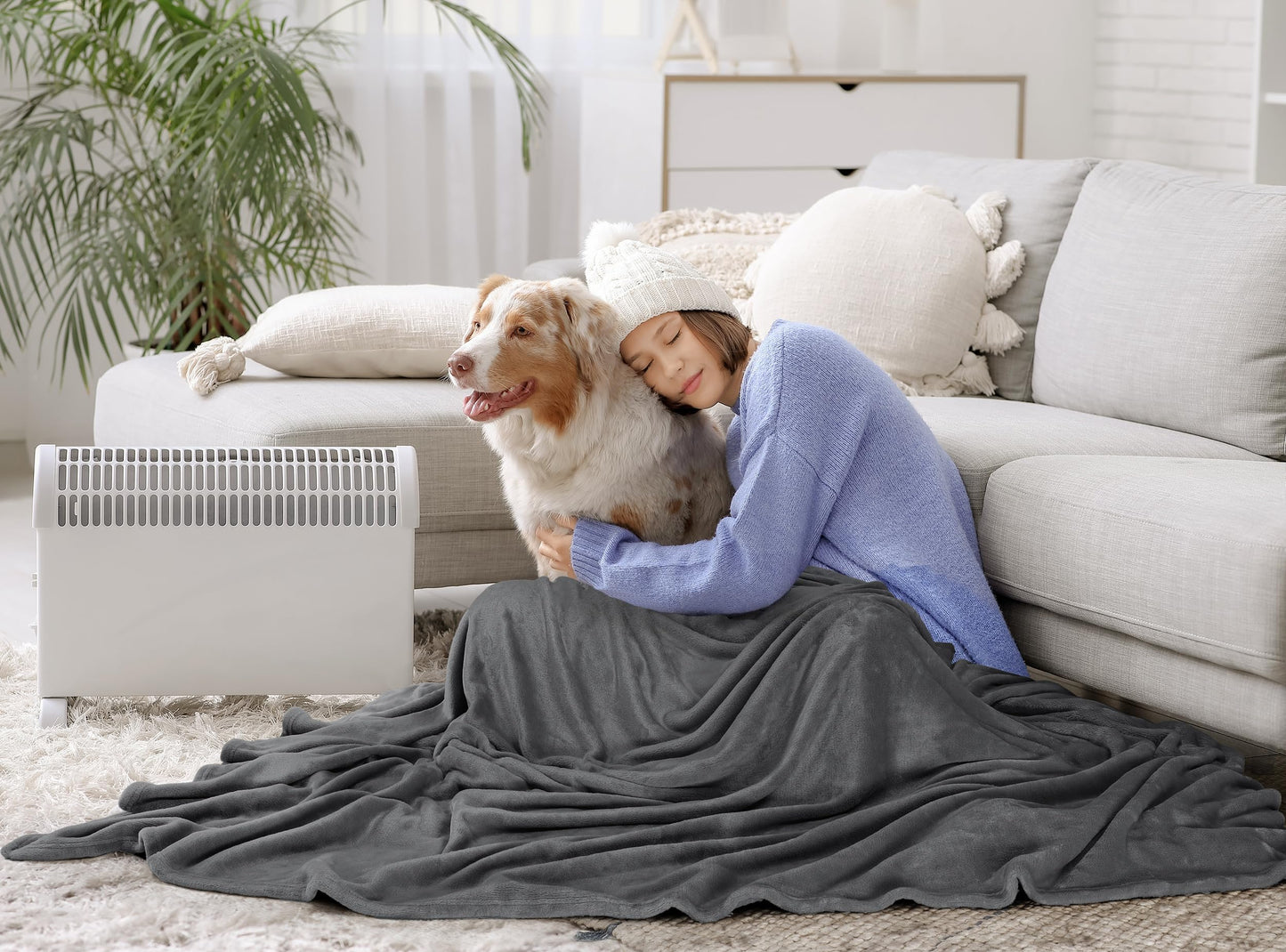 Utopia Bedding Fleece Blanket Queen Size Grey (90x90 Inches) Ultra Soft Warm Lightweight Microfiber Breathable Anti-Static Cozy Bed Blanket, All-Season Home Decor Gift for Women and Men