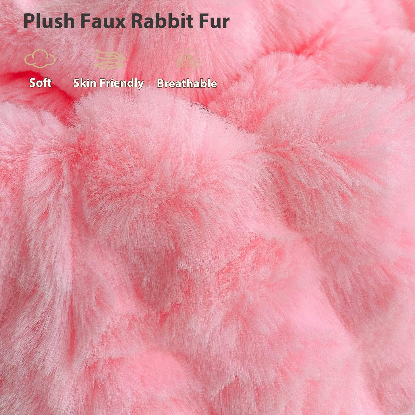 LIFEREVO Pack of 2 Fluffy Faux Rabbit Fur Pillowcases, Elegant Cute Plush Shaggy Bubble Bed Pillow Cases Standard Size with Zipper Closure, Home Decorative Furry Fuzzy Long Pillow Shams 20x26, Pink