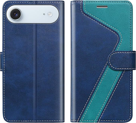 CIVICASE for iPhone 17 Air Wallet Case,PU Leather Flip Case RFID Blocking Credit Card Holder Folio Magnetic Stand TPU Shockproof Cover Compatible with iPhone 17 Air, Blue Green