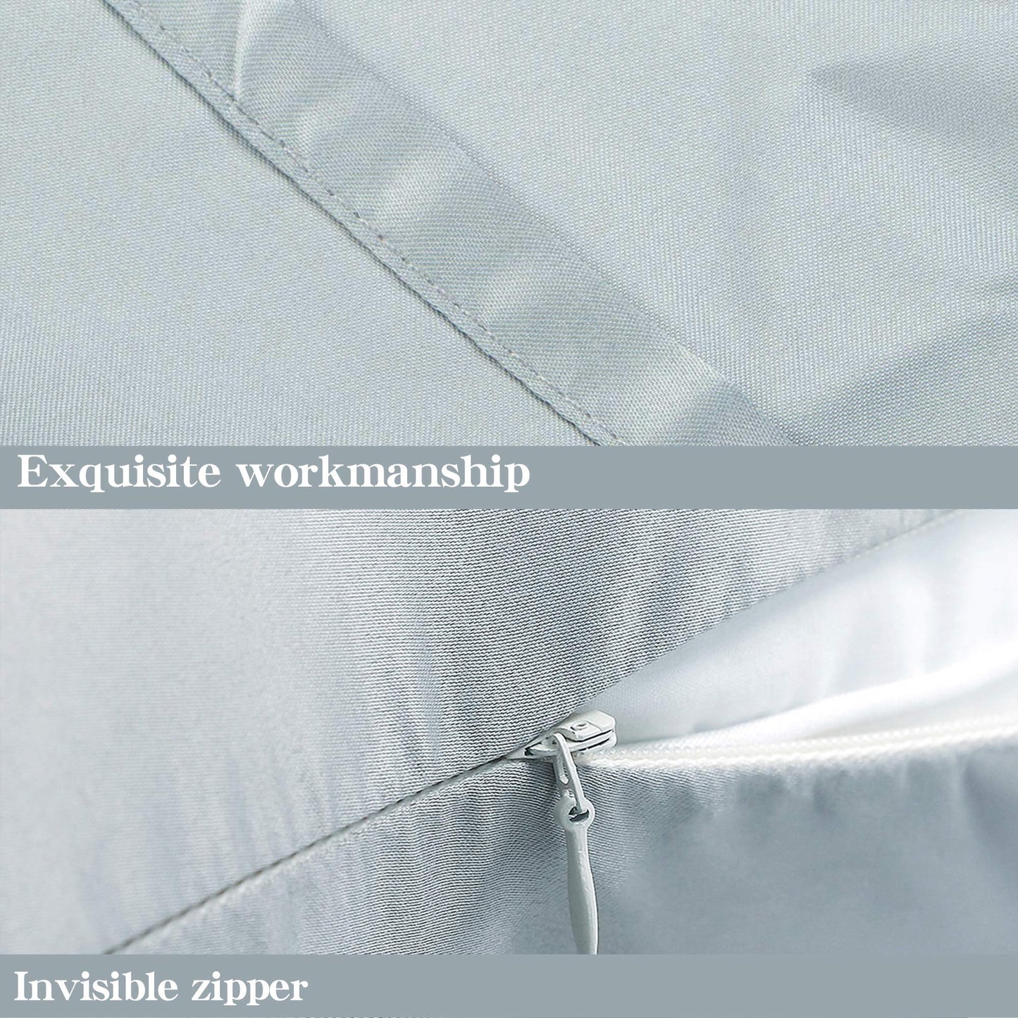 NTBAY Zippered Satin Body Pillow Pillowcase, Silky Slip Cooling Body Pillow Cover, Long Side Hidden Zipper, 20x54 Inches, Silver Grey