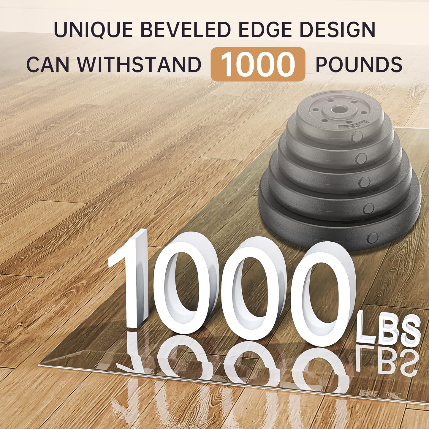 [Tempered Glass] 36“ x 36” Beveled Edge Glass Chair Mat with Polished Edge Clear Office Chair Mat, Glides Smoothly, Suitable for Carpet or Hardwood Floors