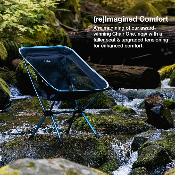 Helinox Chair One (re) High-Performance Camping Chair, 1.97lbs, Lightweight Compact Collapsible Outdoor Chairs, Backpacking, Picnic, Adventures, Blue Block