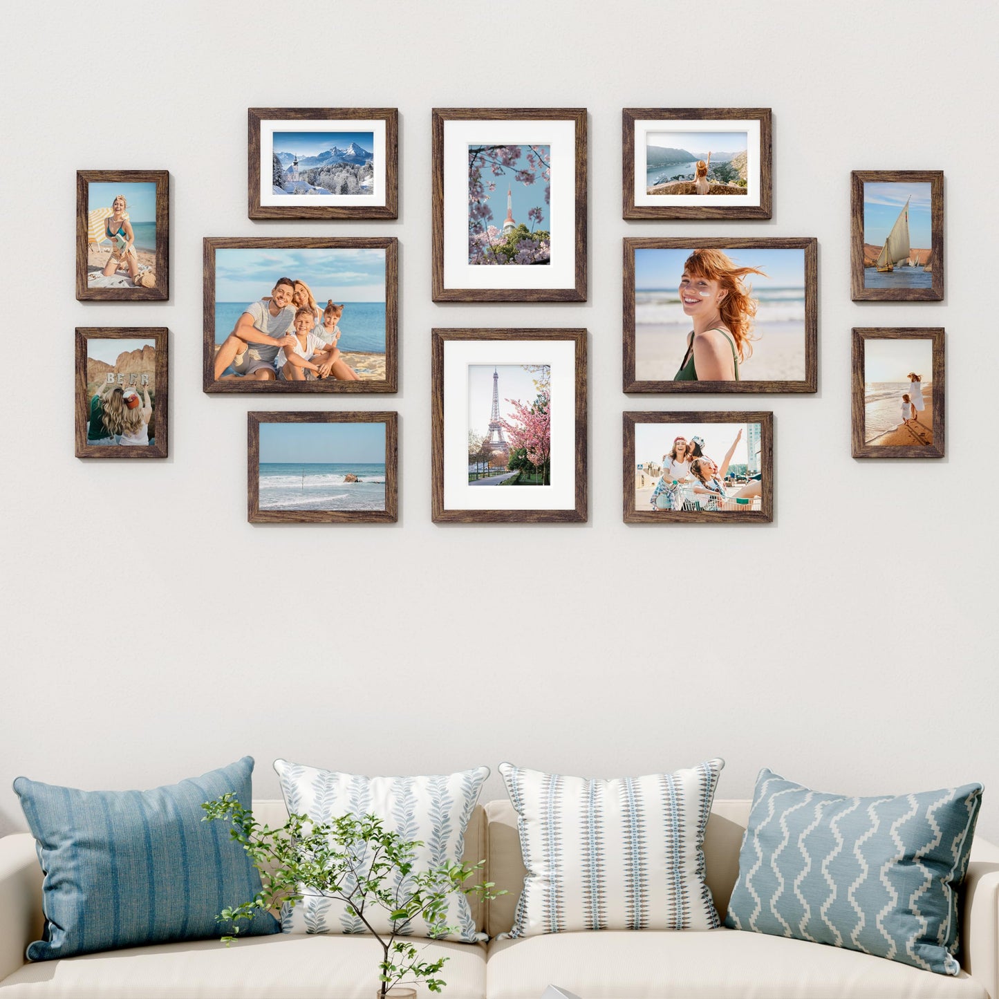 Vittanly 12 Pack Picture Frames Collage Wall Decor for Mounting or Tabletop Display, Gallery Wall Frame Set for Family, Multi Sizes Including 4pcs 8x10, 4pcs 5x7, 4pcs 4x6, Brown