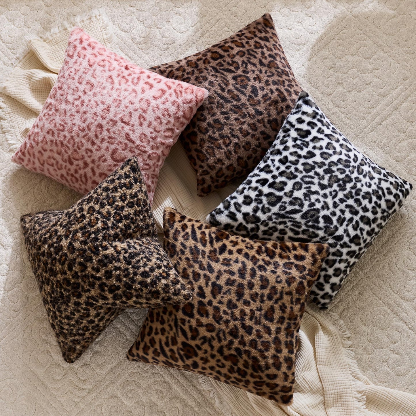 KINDREX Leopard Print Faux Fur Pillow Covers 18x18 Set of 2, Cloud-Like Soft & Fluffy Cheetah Cushion Cases, Eye-Catching Decor for Living Room Sofa Bedroom Decor