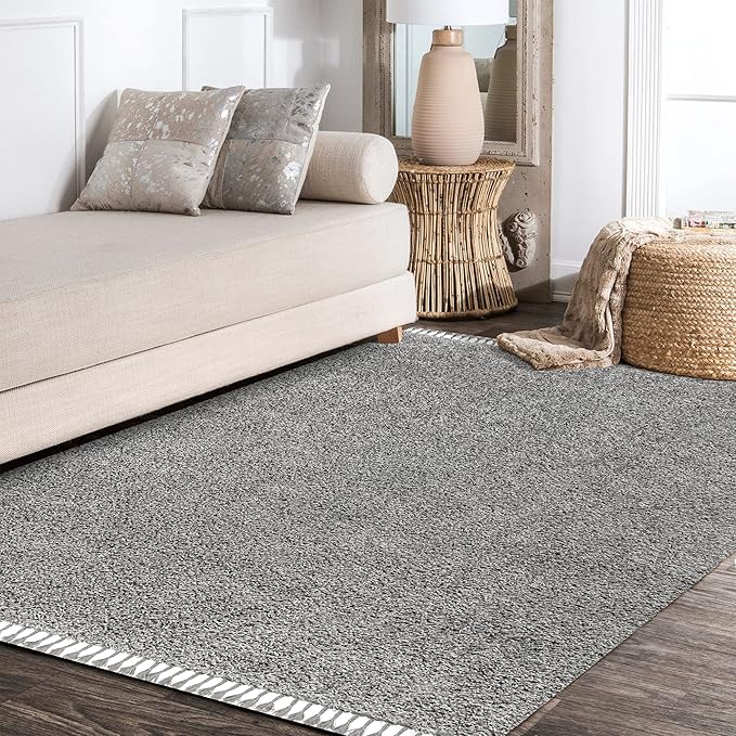 JONATHAN Y Mercer Shag Plush Tassel Charcoal Indoor Area Rug, 4x6, Contemporary, Modern, Easy-Cleaning for Living Room, Bedroom, Kitchen, Pet Friendly, Non-Shedding (MCR100B-4)