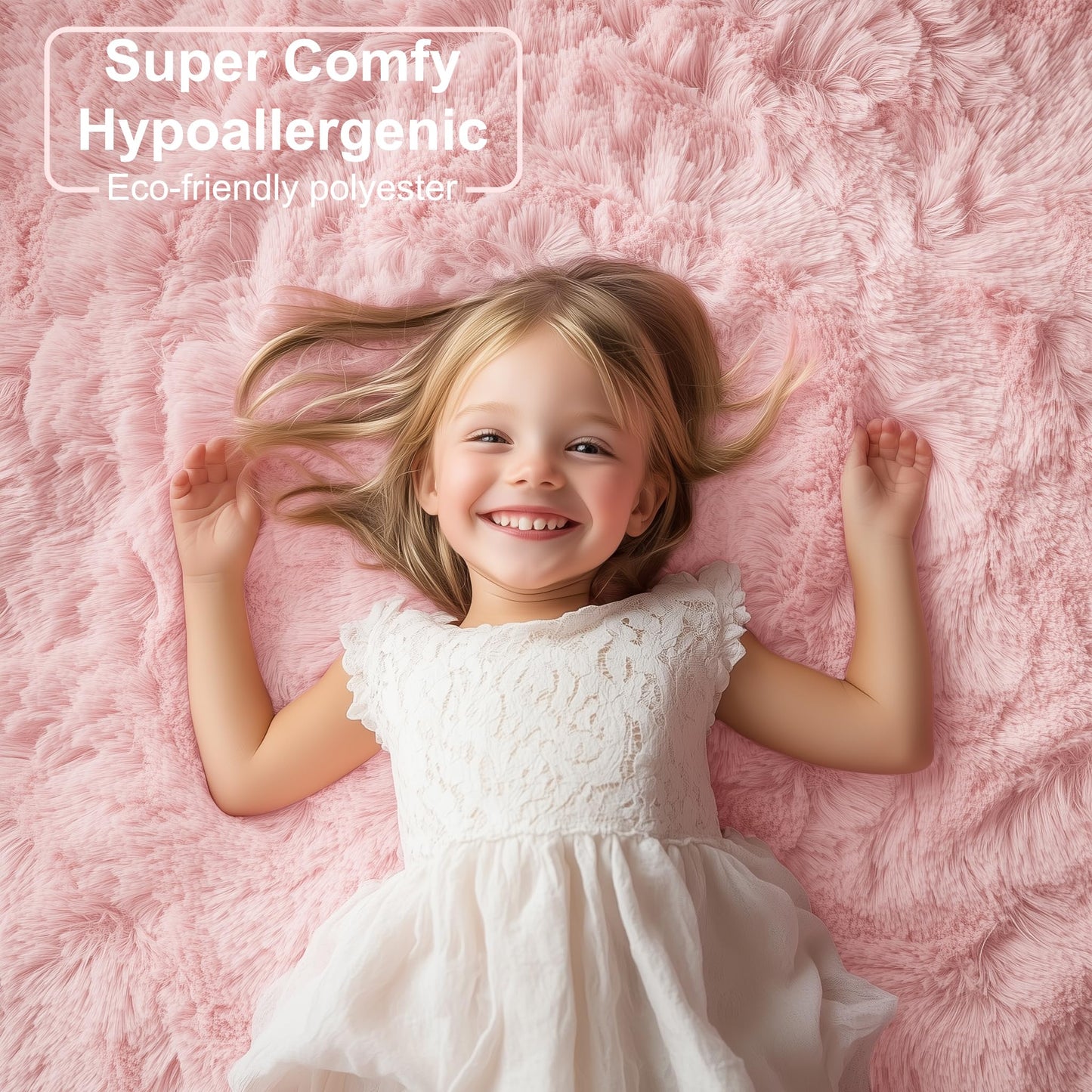 PAGISOFE Pink Round Rug 4Ft for Girls Room Kids Bedroom, Fluffy Shaggy Soft Fuzzy Circle Area Rugs for Girls Bedroom Kids Home Decor Aesthetic, Plush Furry Throw Cute Baby Girl Nursery Room Rug