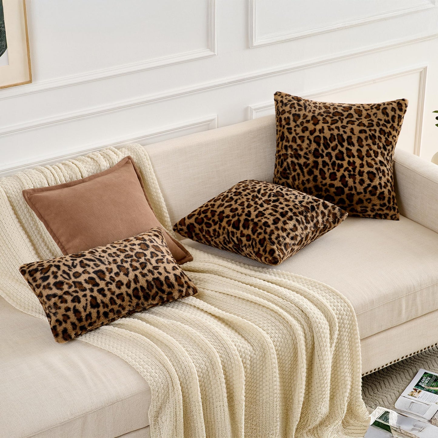 GALMAXS7 Cheetah Pillow Covers 18x18 Faux Fur Throw Pillow Covers Set of 2 Leopard Couch Pillow Covers Fluffy Soft Decorative for Home Living Room Bedroom