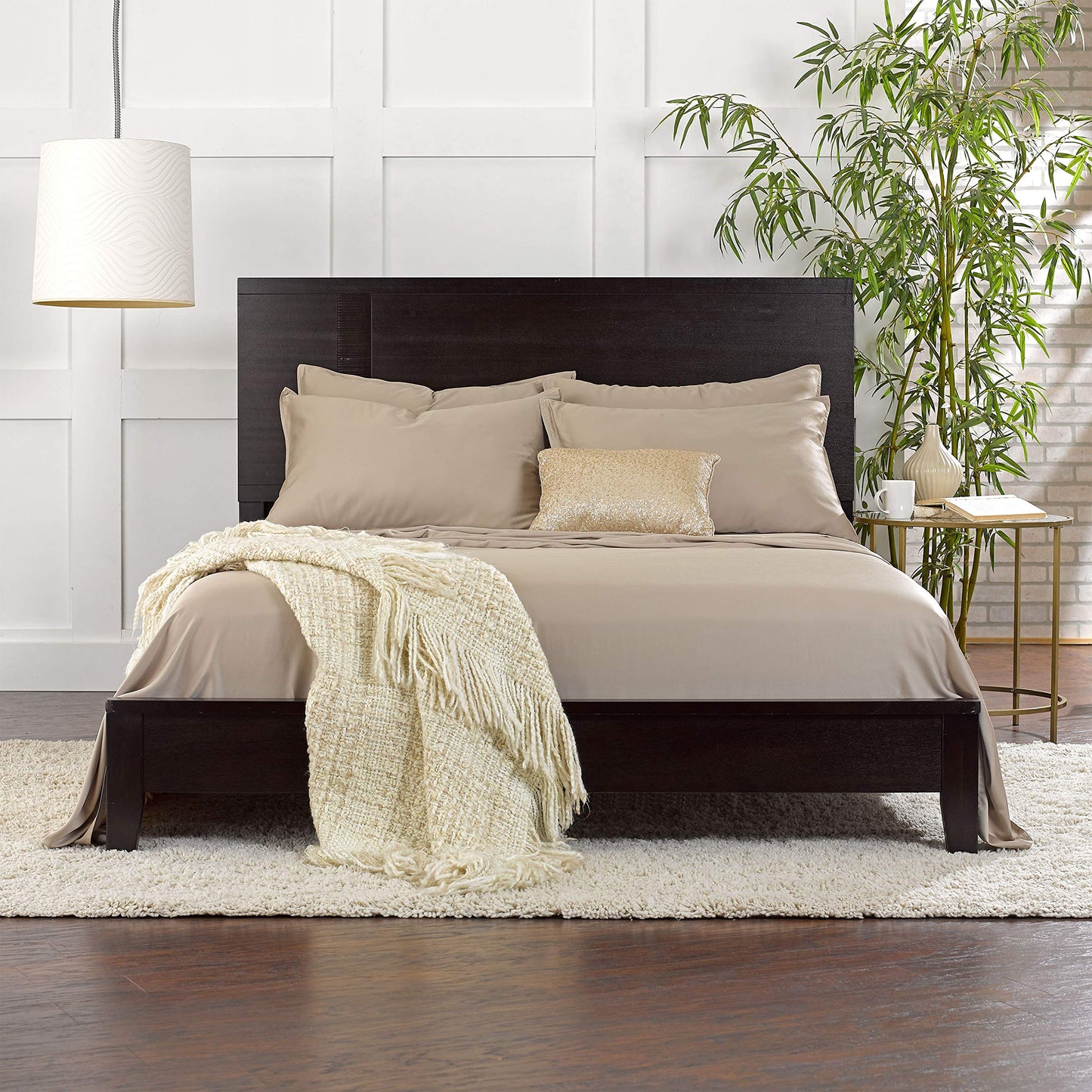 Pure Bamboo King Sheets, Genuine 100% Organic Viscose Derived from Bamboo Bed Sheet Set, Luxuriously Soft & Cooling, Double Stitching, 2 Year Quality Promise (King, Sand)