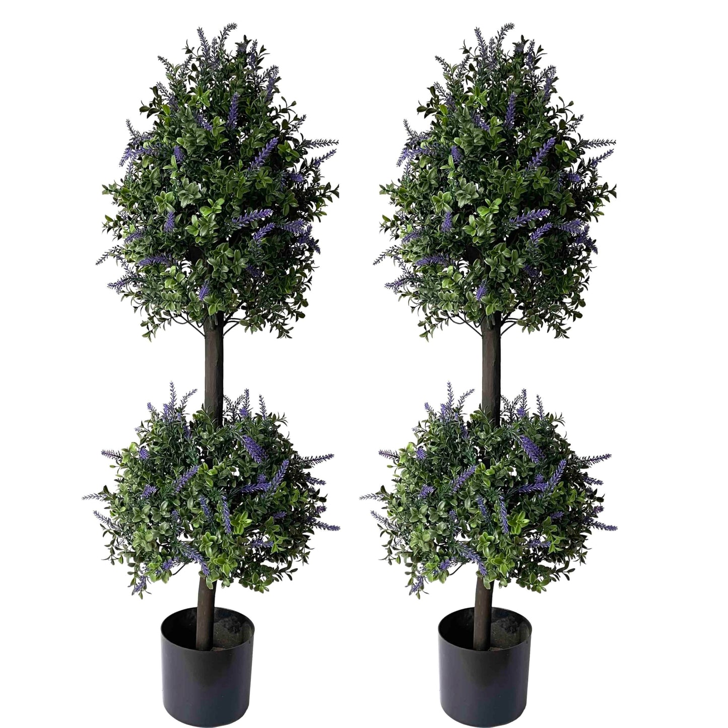 ALL SEASON GREEN Artificial Plants Topiary Tree, 40'' Purple Lavender Faux Flowers Potted Outdoor Plant, Front Porch Decor