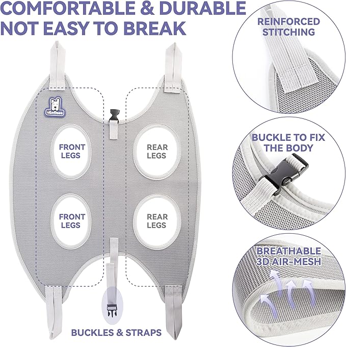 Loflaze Dog Grooming Hammock Harness for Dogs & Cats with Pet Nail Clipper Trimmer - Cat Hanger Sling for Trimming Clipping Nails- Dog Hammock Restraint Bag for Small Medium Large pet （ Purple M）