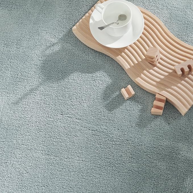 jinchan Solid Plush Area Rug 4x6 Performance Shaggy Washable Rug Indoor Soft Modern Faux Wool Cozy Non Slip Carpet for Living Room Kids Room Bedroom Dining Room Nursery Slate Blue