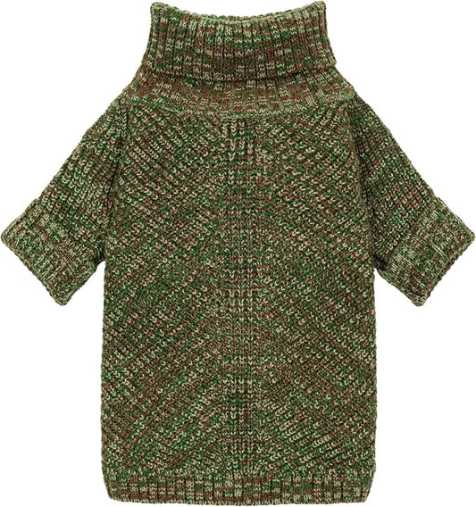Fitwarm Knitted Turtleneck Dog Sweater, Thermal Dog Winter Clothes for Small Dogs Boy Girl, Holiday Pet Outfit, Heather Green, XL