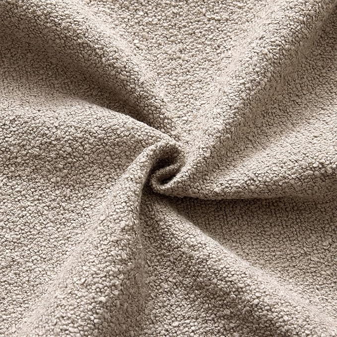 ANRODUO Pack of 2 Textured Boucle Throw Pillow Covers Soft Light Taupe Euro Decorative Accent Solid Pillow Cases Cozy Modern Couch Cushion Case for Sofa Bedroom Living Room Home Decor, 22 x 22 Inch
