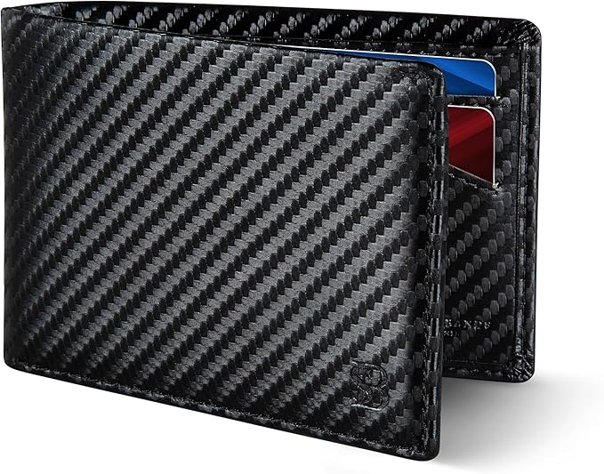 SERMAN BRANDS Mens Slim Bifold Wallet RFID Blocking Minimalist Front Pocket Wallets for Men - Thin & Stylish