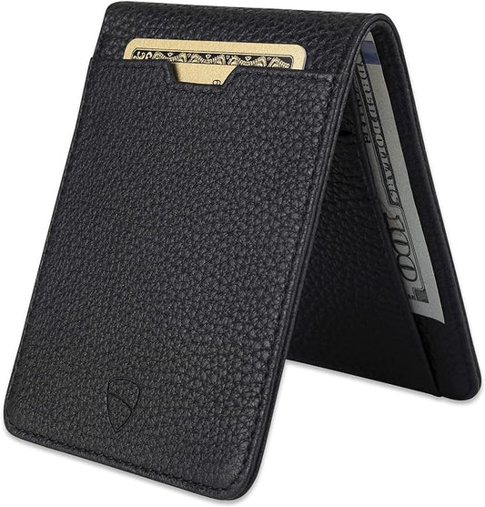 Vaultskin MANHATTAN Slim RFID Blocking Bifold Leather Wallet for Men - Minimalist Front Pocket Card Holder, Holds 9 Cards & Cash, Premium Italian Leather