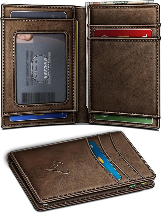 BULLIANT Slim Wallet For Men 12Cards,Magnetic Flip Build-in Money Clip Airtag Compatible-RFID Blocking