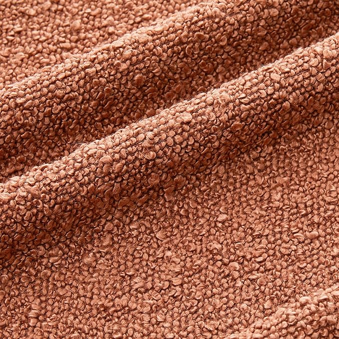 Mixhug Decorative Boucle Throw Pillow Covers, Rust, 18 x 18 Inches, Pack of 2 - Textured Boho Pillow Covers for Couch and Bed
