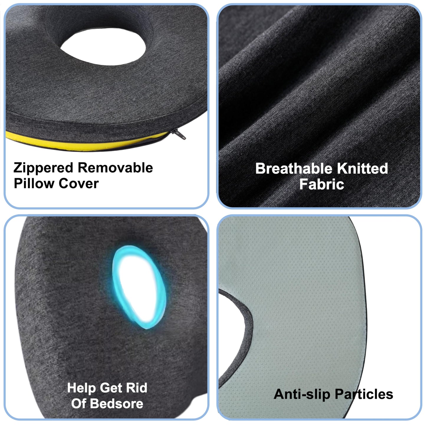 galactruly Bed Sore Cushions for Butt, Bedsore Pressure Relief Pillow for Sleeping and Sitting, Donut Pillow for Tailbone Pain, O Shaped Opening Butt Pillows for Sitting Tailbone