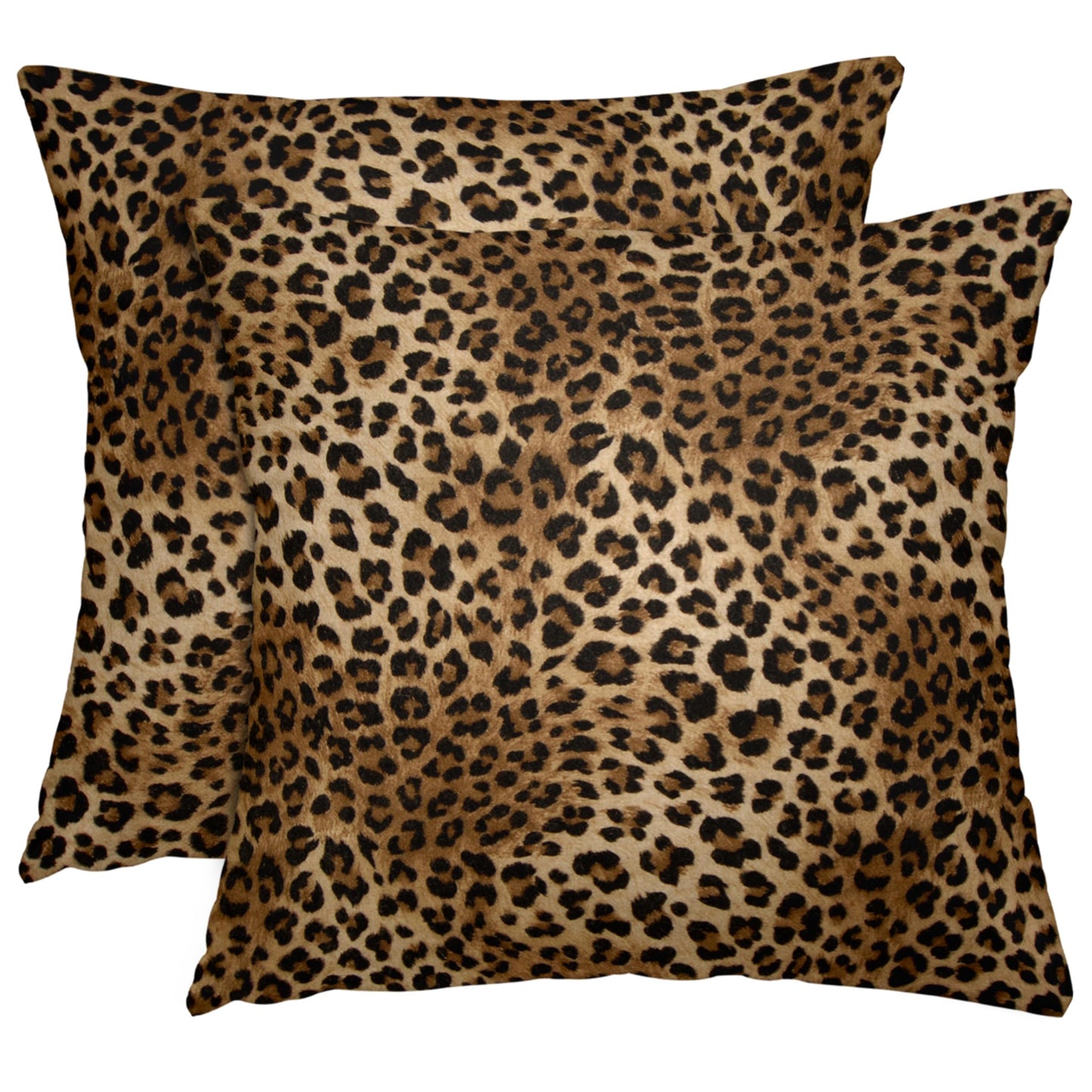 LXXTK Leopard Print Throw Pillow Covers 18x18 Inches Deep Brown Cheeth Decorative Pillow Case Set of 2 Soft Velvet Pillows Cushion Cover for Couch Bed Sofa Living Room (Deep Brown, 18" L x 18" W)