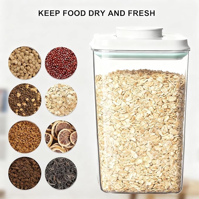 Cozey Daily Pop Food Storage Container Airtight Rice Containers with Pop Lid & 130ml Scoop, 4L / 4.2QT BPA-Free Cereal, Flour, Pasta & Snack Container for Kitchen Pantry Organizer
