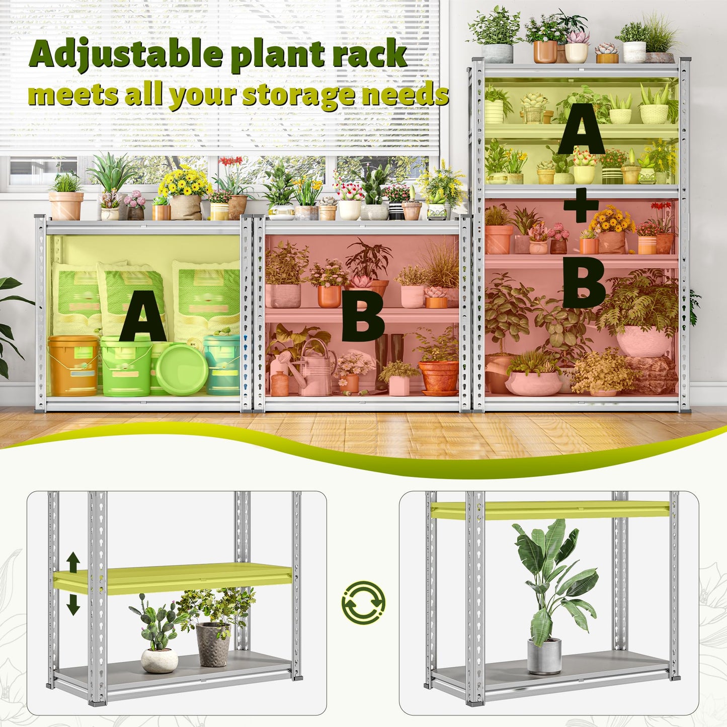 REIBII 60" H Waterproof Plant Stand with PP Board for Gardening Enthusiasts