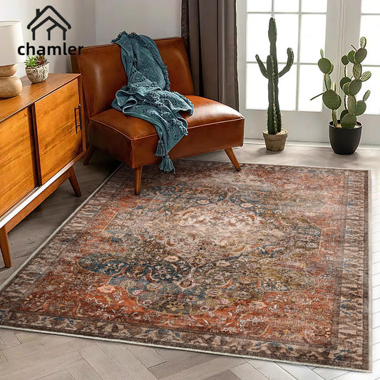 chamler 5x7 Washable Area Rug Vintage Traditional Floor Cover Foldable Thin Kitchen Accent Indoor Distressed Non Slip Carpet Rugs for Bedroom Living Room Bathroom