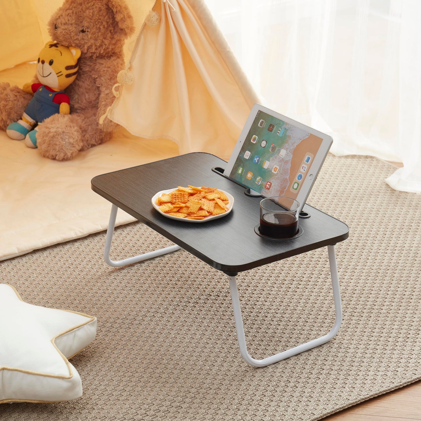 Laptop Bed Tray Table, Laptop Stand, Portable Lap Desks with Foldable Legs, Reading Desk for Sofa Couch Floor - Small