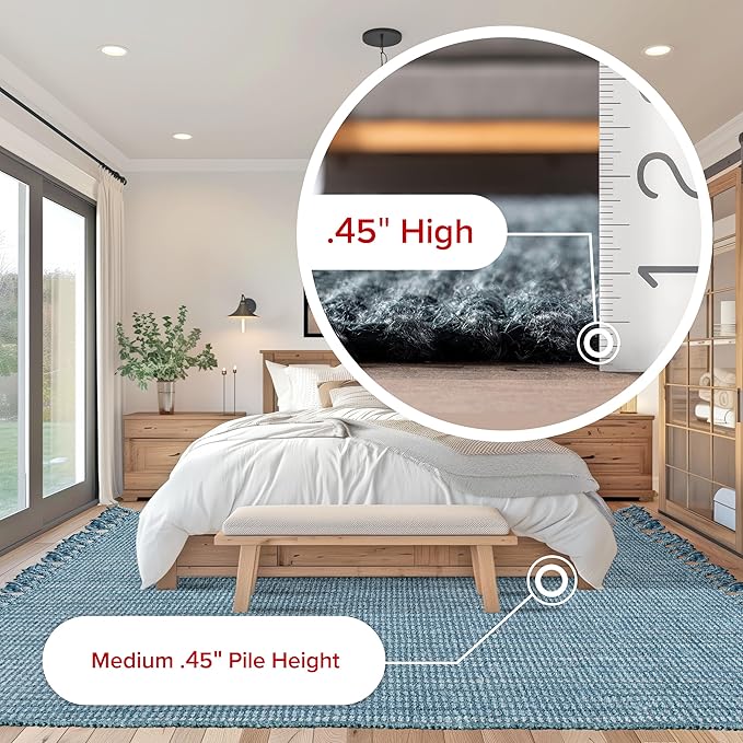 Nuloom Daniela Blue, 6' x 9', Handmade, Jute, Tassel, Soft and Textured, High Traffic, Stain Resistant, Easy Clean, Durable Area Rug for Bedroom, Living Room, Dining Space, Foyer, Entryway